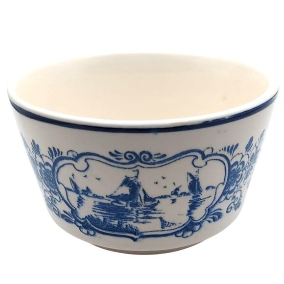 Handpainted Delft Blue Ceramic Bowl Holland Vintage MCM Windmill Pastoral - Picture 1 of 7